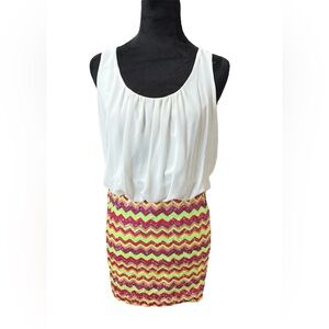 Sequin Hearts Blouson Dress with Multicolor Chevron Sequins- Size Medium